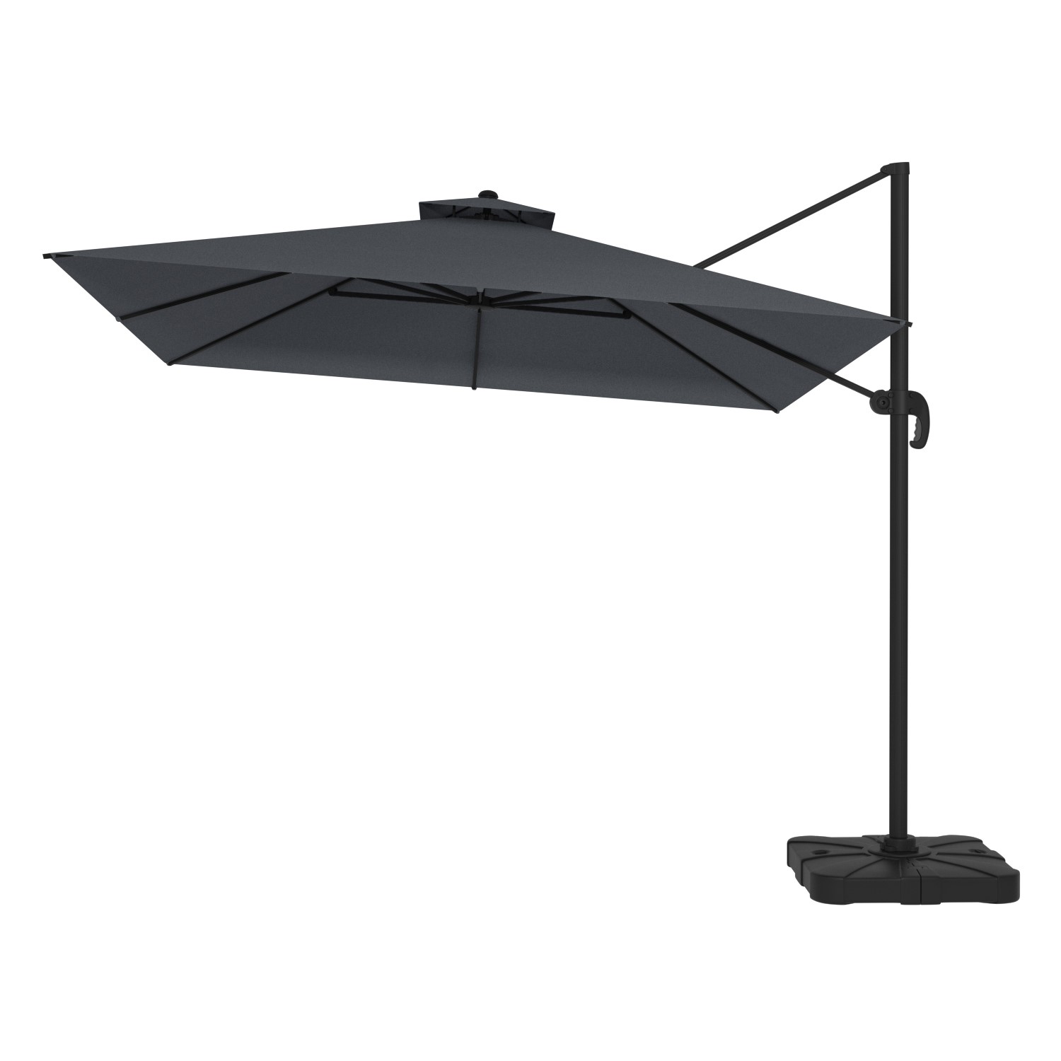 Read more about 3x3m dark grey square cantilever parasol with base & cover como